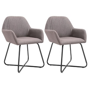 vidaXL Dining Chairs 2 pcs Taupe Fabric - 1 of 4
