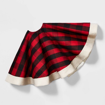 48in Buffalo Plaid Christmas Tree Skirt Black/Red - Wondershop™