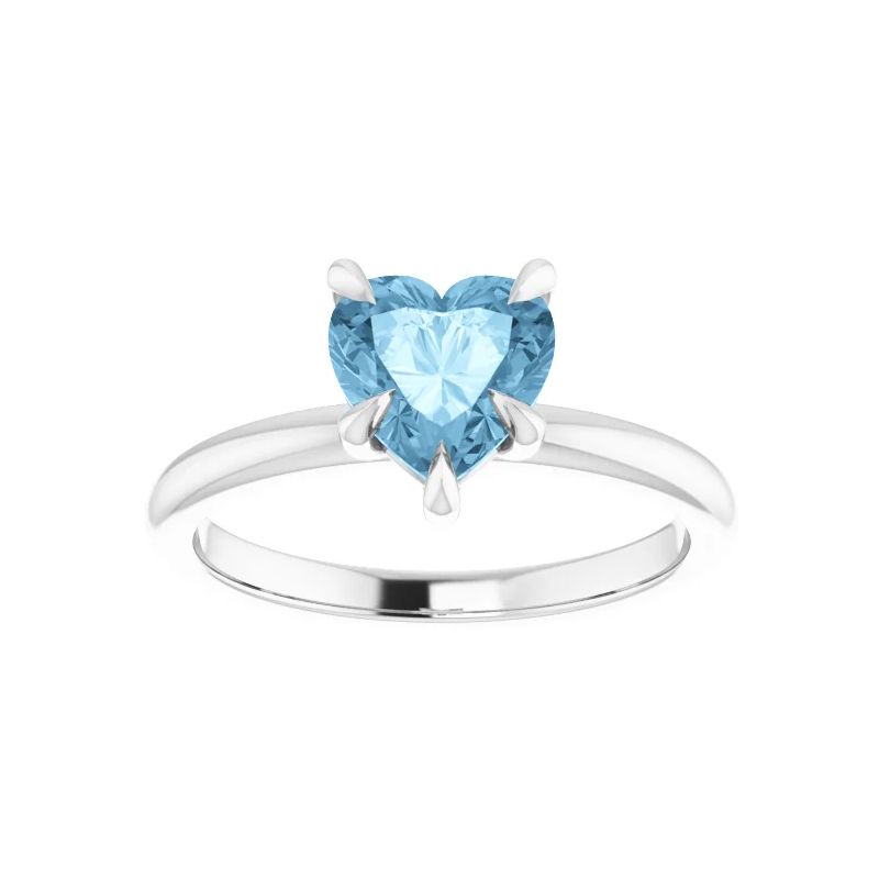 Pompeii3 7mm Blue Topaz Women's Heart Ring in 14k Gold 7mm Tall, 1 of 5