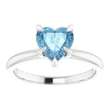 Pompeii3 7mm Blue Topaz Women's Heart Ring in 14k Gold 7mm Tall