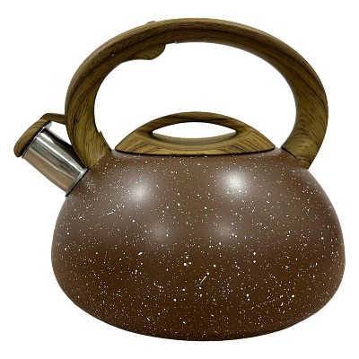 3 Quart Whistling Tea Kettle – Tapered Marble Finish, Fast Boil Tea Pot with Heat Resistant Handle, Durable Tea Kettles for Electric & Gas Stoves