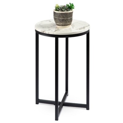 Best Choice Products 16in Faux Marble Modern Round Living Room Accent Side Table w/ Metal Frame