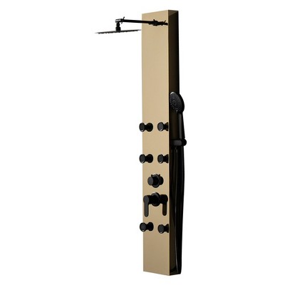 BWE 6-Jet Rainfall Shower Tower Shower Panel System with Waterfall Shower Head and Shower Wand
