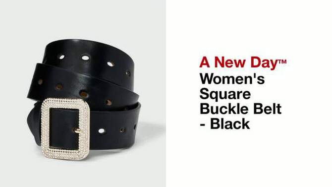 Women's Square Buckle Belt - A New Day™ Black, 2 of 5, play video