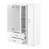 TIRAMISUBEST 3-Door Mirrored Wardrobe Closet with Storage Shelves and Hanging Rod, Modern Bedroom Armoire Clothes Organizer with 2 Drawers and Mirror - 4 of 4