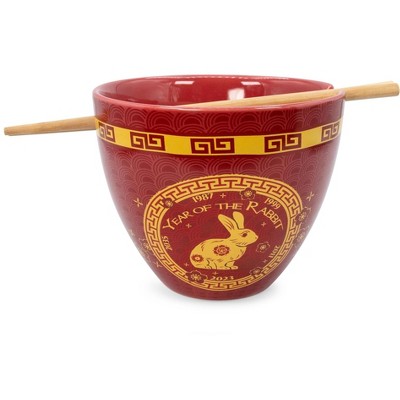 Boom Trendz Year Of The Rabbit Chinese Zodiac 16-Ounce Ramen Bowl and Chopstick Set