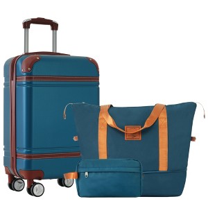 YONWAY Hardside Lightweight Luggage Sets with Bags Carry-on Suitcase Double silent Spinner Wheels with TSA Lock,Single Vintage Luggage 20 IN - 1 of 4