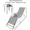homfan Patio Chaise Lounge Set of 3, Outdoor Reclining Pool Chairs with Backrest -with Side Tables & Cup Holders, Waterproof Cushions - 2 of 4