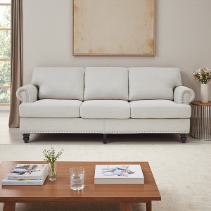 83" Upholstered 3-Seater Sofa with Storage & Nailhead Trim - 1 of 4