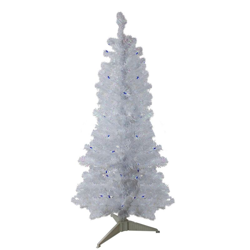 Northlight 4' Pre-Lit Medium White Iridescent Pine Artificial Christmas Tree - Blue Lights, 1 of 7