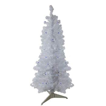 Northlight 4' Pre-Lit Medium White Iridescent Pine Artificial Christmas Tree - Blue Lights