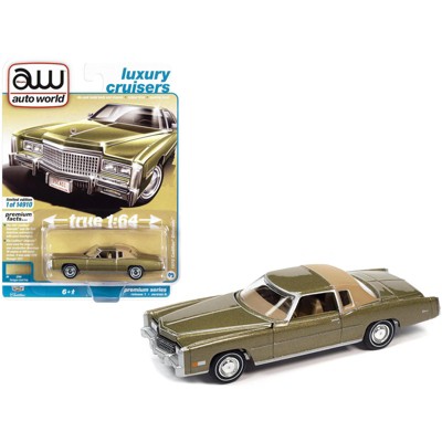 1975 Cadillac Eldorado Tarragon Gold Met. w/Rear Section of Roof Sandalwood Tan Ltd Ed 1/64 Diecast Model Car by Auto World