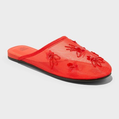 Women's Pixie Floral Mesh Slip-On Mule Flats with Memory Foam Insole - Wild Fable™