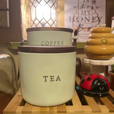 37oz Stoneware Coffee Canister With Wood Lid & Scoop Cream/brown - Hearth &  Hand™ With Magnolia : Target