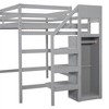 NicBex Full Size Loft Bed Pine Bed Frame with Built-in Wardrobe, Stairs and Full Length Guardrail, No Box Spring Required, Gray - 4 of 4