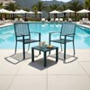 3-Piece Stackable Bistro Set, Modern Metal Patio Furniture with Square Table & Chairs for Indoor & Outdoor, Ideal for Backyard, Balcony and Poolside - 2 of 4