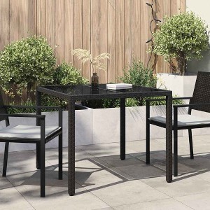 Garden Dining Table Black 35.4" x 35.4" x 29.5" Poly rattan - 1 of 4
