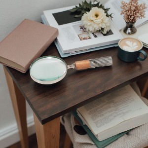 Sagebrook Home 4" Decorative Magnifying Glass - Contemporary Marble Brown and Gray Rustic Ornate Magnifying Glass Decor For Home or Office Table - 1 of 4