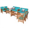 Tangkula 4PCS Patio Acacia Wood Sofa Set Conversation Couch Coffee Table with Cushions - image 2 of 4