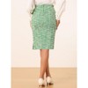 INSPIRE CHIC Women's Plaid Tweed High Waist Split Office Pencil Skirt - 3 of 4