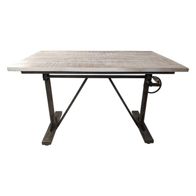 Gray Adjustable Height Standing Desk with Wood Top