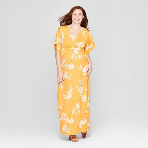 Maternity Floral Print Kimono Short Sleeve Maxi Dress Isabel