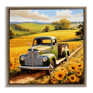 Stupell Industries Truck Through Sunflower Field Floating Frame Canvas Art - 1 of 4