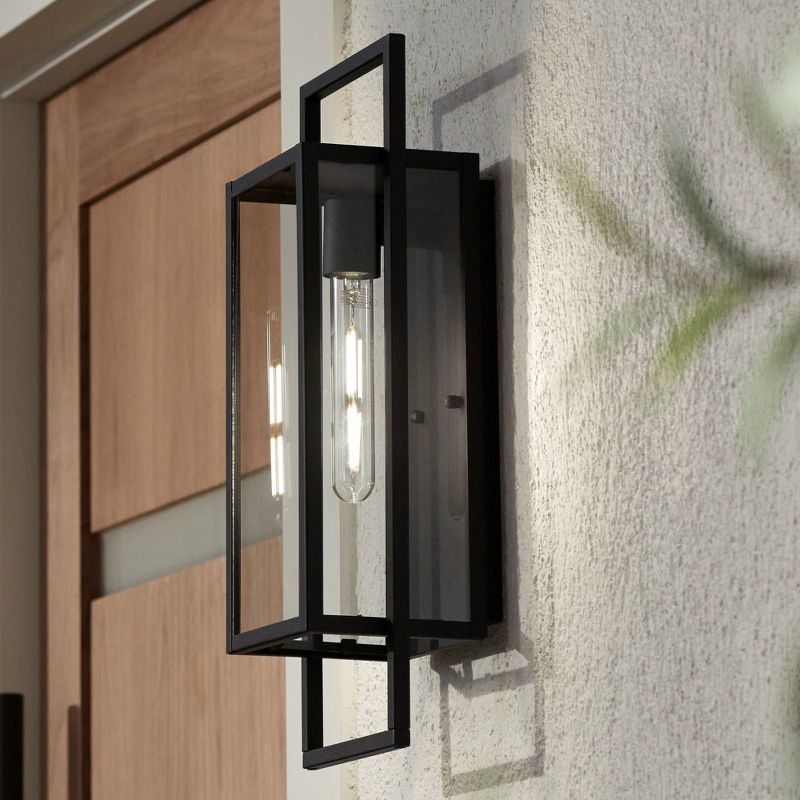 Possini Euro Design Jericho Modern Outdoor Wall Light Fixture Textured Black Metal 19" Clear Glass Panel for Post Exterior Barn Deck House Porch Yard, 2 of 10