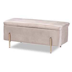 Rockwell Velvet Metal Storage Bench - Baxton Studio - 1 of 4