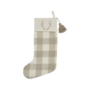Eva & Co Signature Antler Check Christmas Stocking - 1 of 4