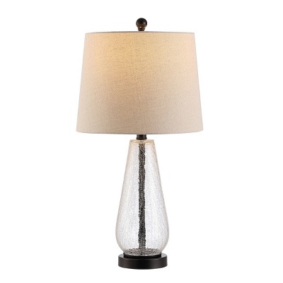 Naila 25.5" Clear Glass Table Lamp with Beige Shade