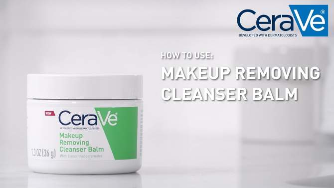 CeraVe Hydrating Makeup Cleansing Balm, Travel Size - Unscented - 1.3 oz, 2 of 17, play video