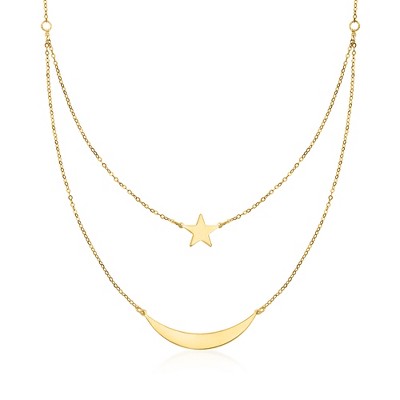 Pure Collection by Ross-Simons Italian 14kt Yellow Gold Moon and Star 2-Strand Necklace
