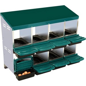 Roll Away Chicken Nesting Box, 8/10 Compartment Galvanized Steel Nest Box with Removable Tray - 1 of 4