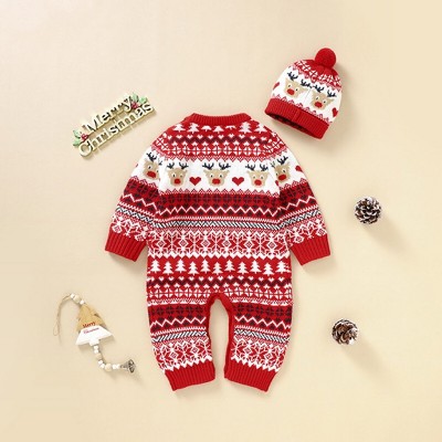 MyKids-Usa Baby Christmas Pattern Newborn Romper
