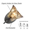 Claxy Rustic Finish Wall Sconce Vintage Vanity Light with Amber Glow Glass Shade Set of 2 - 2 of 4