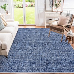 Solid Textured Area Rug, Machine Washable Modern Accent Carpet, Soft Low-Pile Indoor Floor Mat for Bedroom, Kitchen, Office - 1 of 4