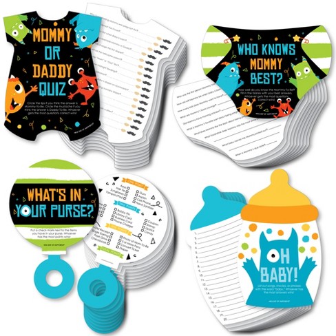 Big Dot Of Happiness Monster Bash 4 Little Monster Baby Shower Games 10 Cards Each Gamerific Bundle Target
