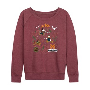 Women's - Disney - Adventure Map Lightweight French Terry Wide Neck Long Sleeve Shirt - 1 of 4