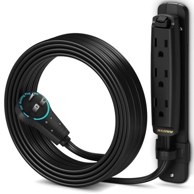 Maximm 360 Degree Rotating Flat Extension Cord Multi 3 Outlet Power Cord with Mounting Bracket, Grounded 16 AWG UL Certified
