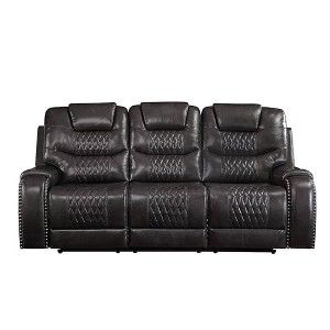 90" Braylon Sofa Magnetite PU - Acme Furniture: Reclining, Plush Cushioning, Includes 1 Pillow - 1 of 4