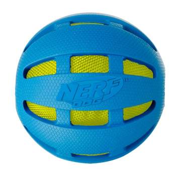 NERF Checker Crunch Ball Dog Toy - Blue/Green - L