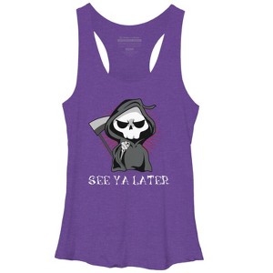 Women's Design By Humans See Ya Later Halloween T Shirt By thebeardstudio Racerback Tank Top - 1 of 3
