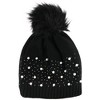 G&S Originals Women's Knit Winter Beanie with Synthetic Fur Pom and Rhinestones - 4 of 4