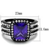 Slickblue Women’s Black CZ Ring – Square Tanzanite Center with Halo & Layered Bands, IP Black Stainless Steel,Sizes 5–10 - 2 of 4