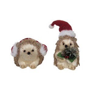 Transpac Foam Sisal Winter Hedgehog Set of 2 Christmas Home Decorations - 1 of 1