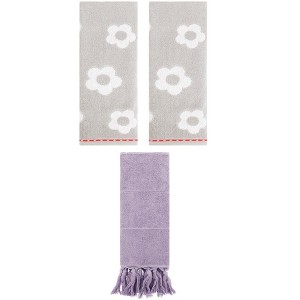REGALWOVEN 3 Packs Solid and Floral Soft Absorbent Cotton Hand Towels Bathroom 14" x 30" - 1 of 4