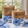 Patricia Heaton Home Blue Floral And Flitter Canister Set of 2 - 2 of 3