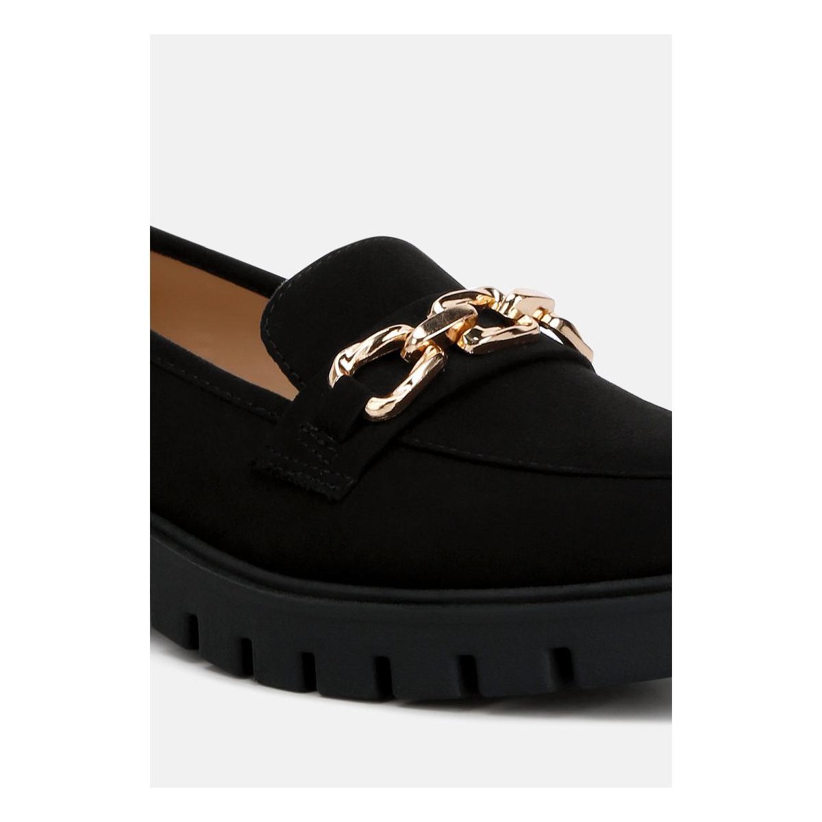 Женские туфли London Rag Womens Jacop Micro Suede Metal Chain Link Loafers 8 — фото 4
