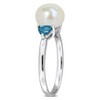 EVERLY JEWELRY | 10K White Gold 8-8.5 mm Cultured Freshwater Pearl and 5/8 ct TGW London Blue Topaz Ring - 2 of 4